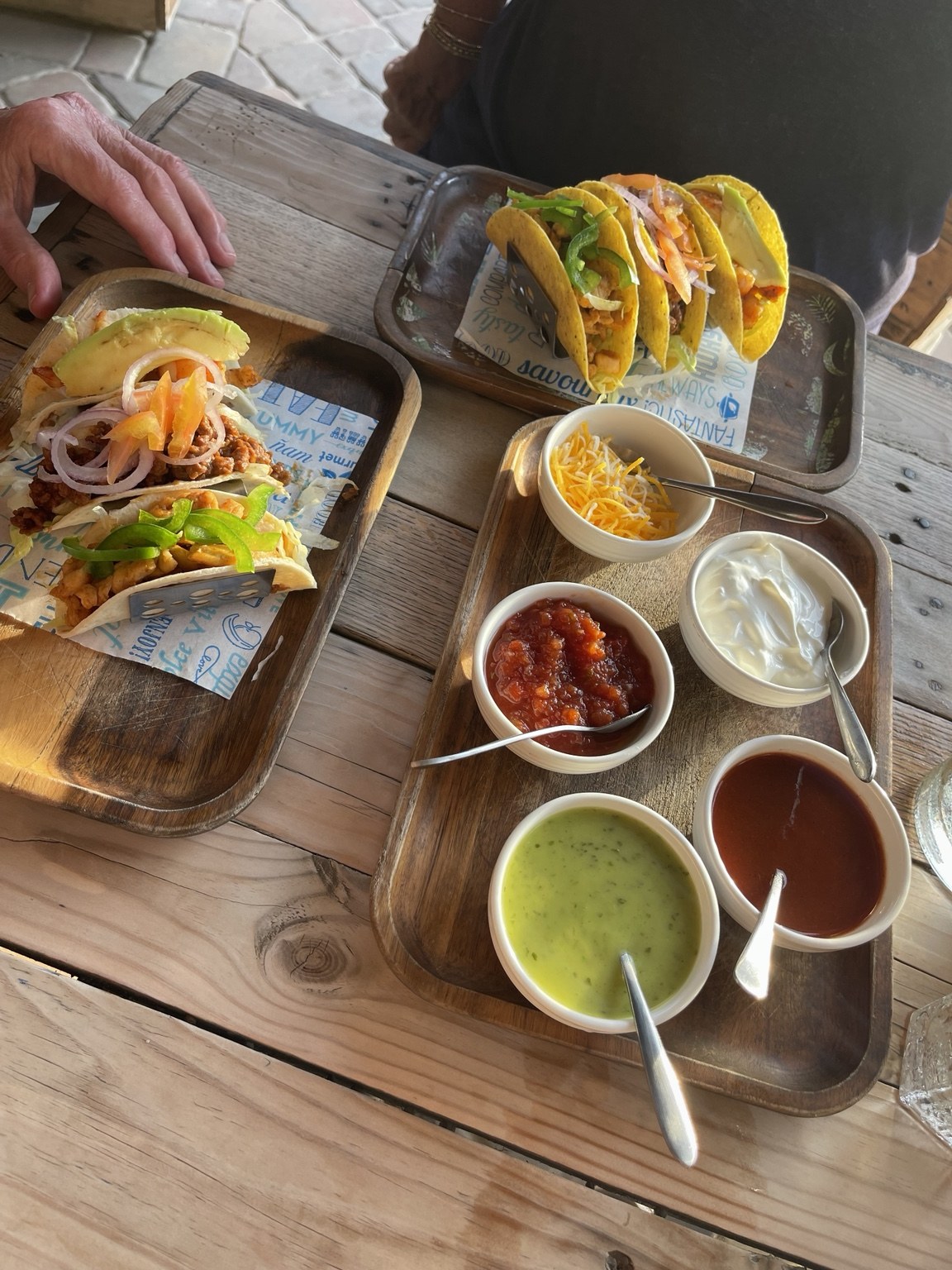Delicious authentic street tacos with salsas and guacamole in Aruba